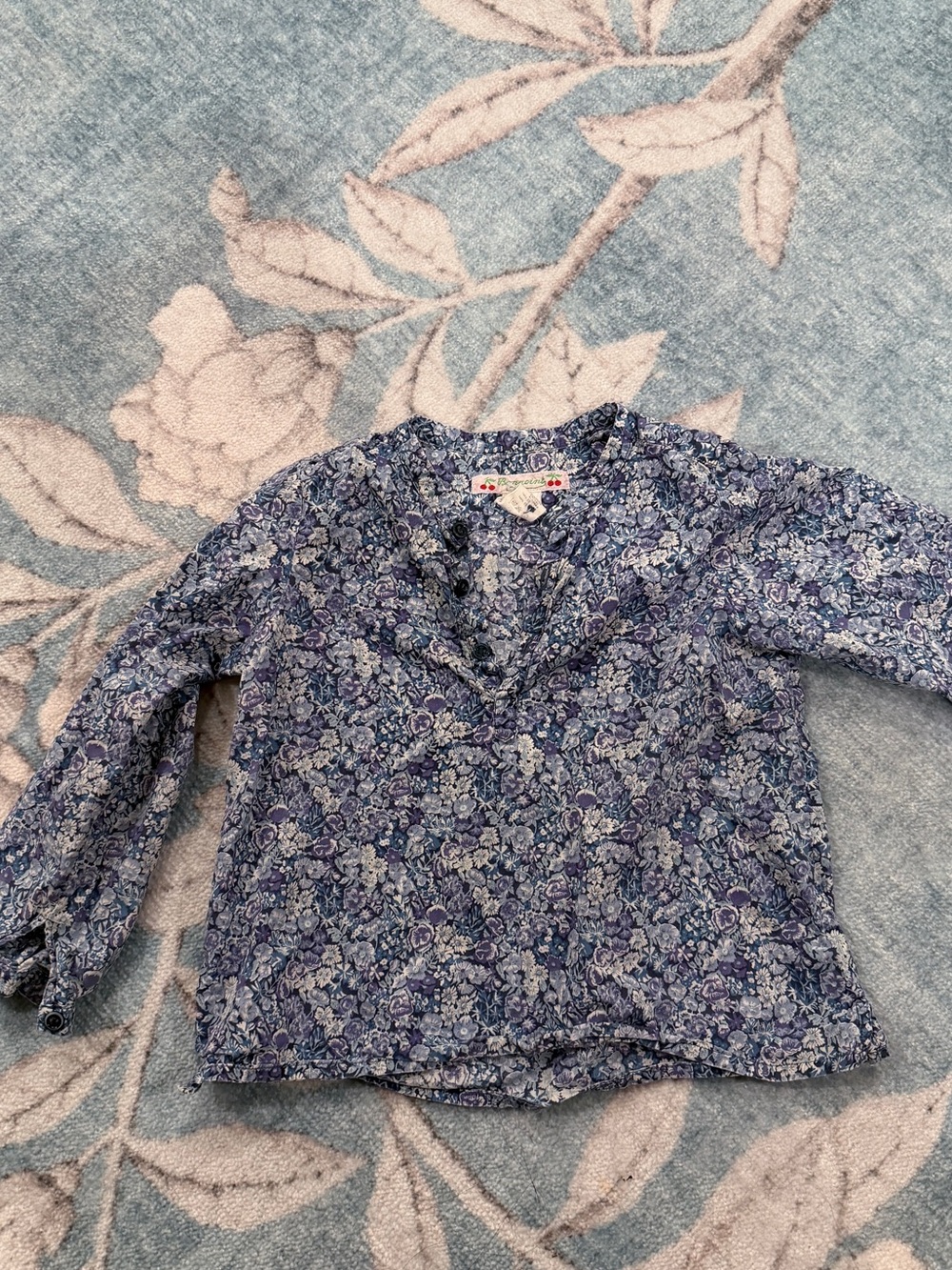 Bonpoint Blue Floral Long-Sleeve Blouse
